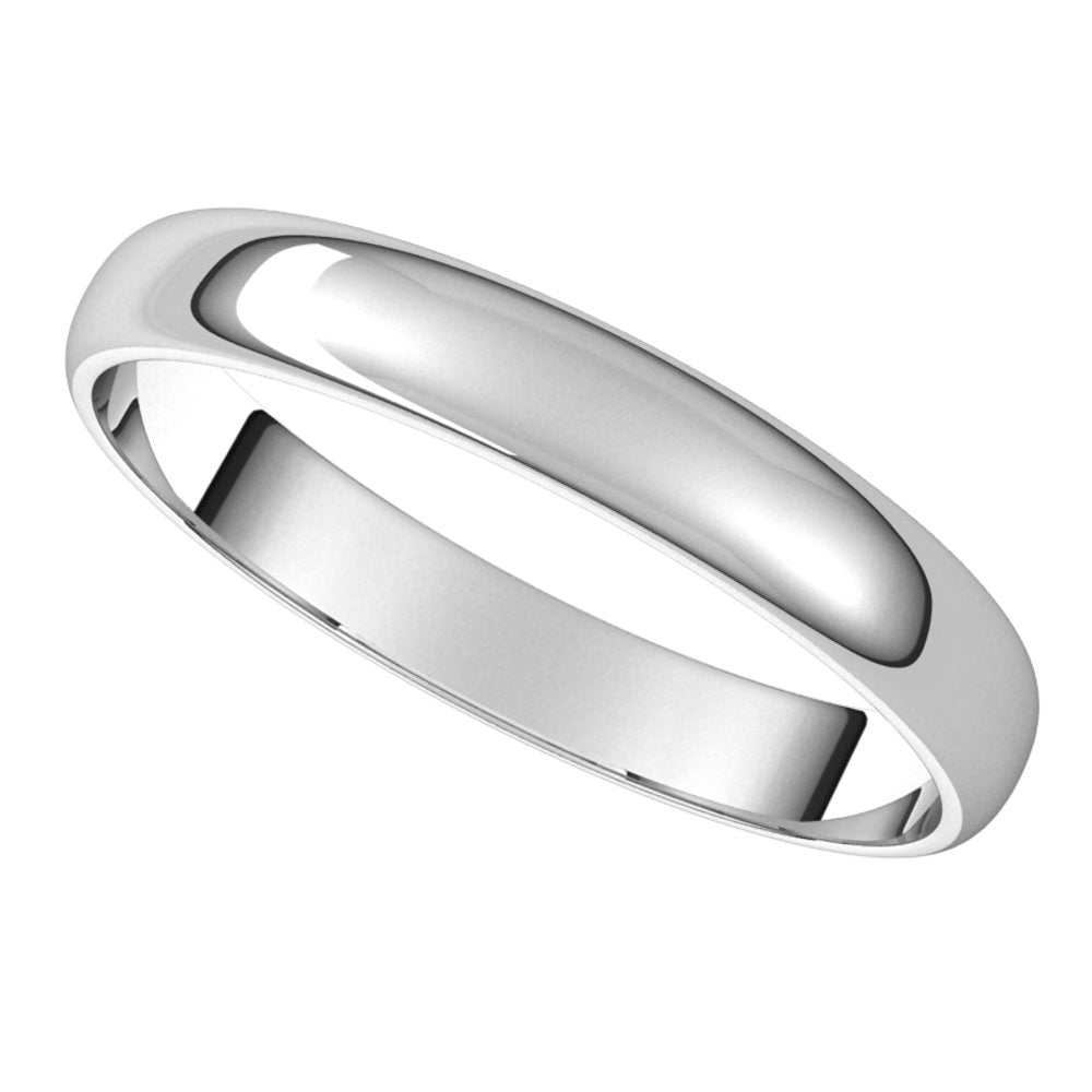 10K White 3 mm Half Round Ultra-Light Band