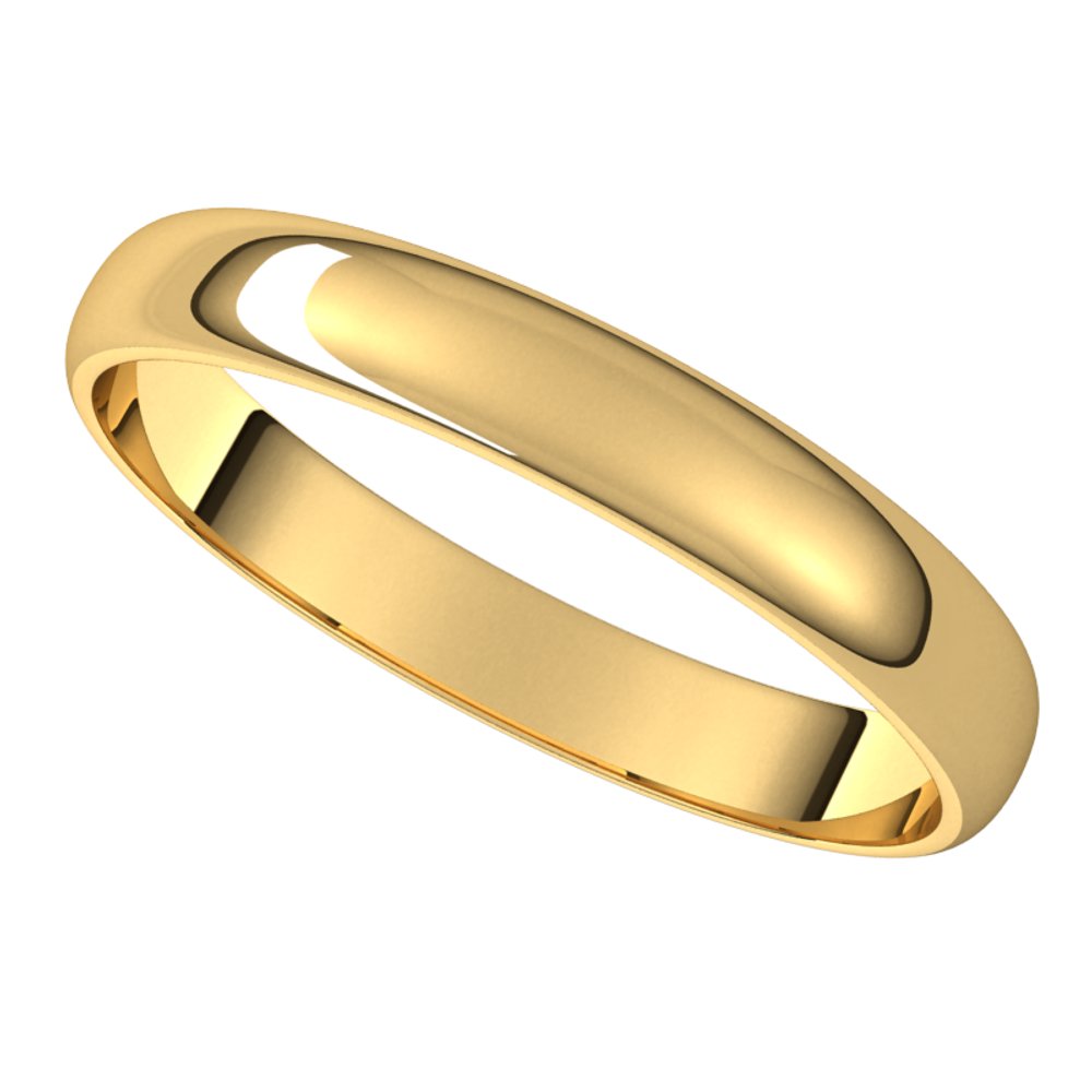 18K Yellow 3 mm Half Round Ultra-Light Band Size 9