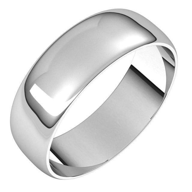 Platinum 6 mm Half Round Ultra-Light Band Size 9.5