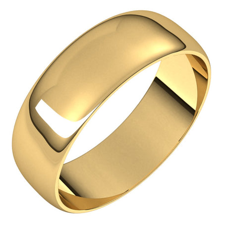 14K Yellow 6 mm Half Round Ultra-Light Band Size 7