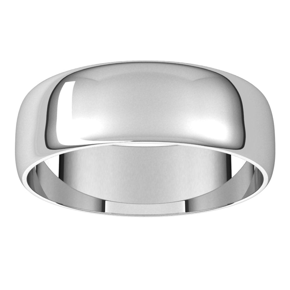 Platinum 6 mm Half Round Ultra-Light Band Size 9.5