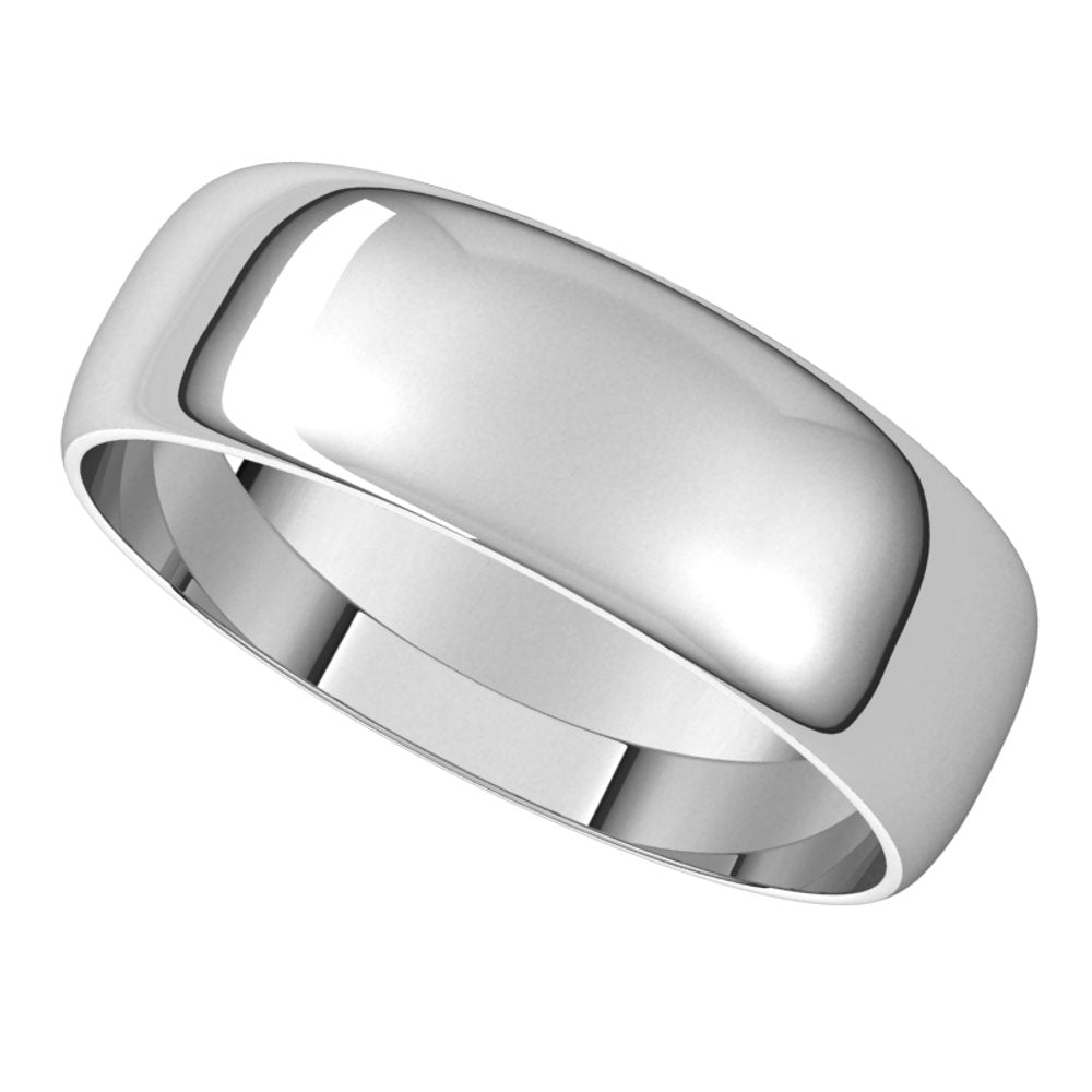 Platinum 6 mm Half Round Ultra-Light Band Size 9.5