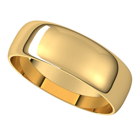 14K Yellow 6 mm Half Round Ultra-Light Band