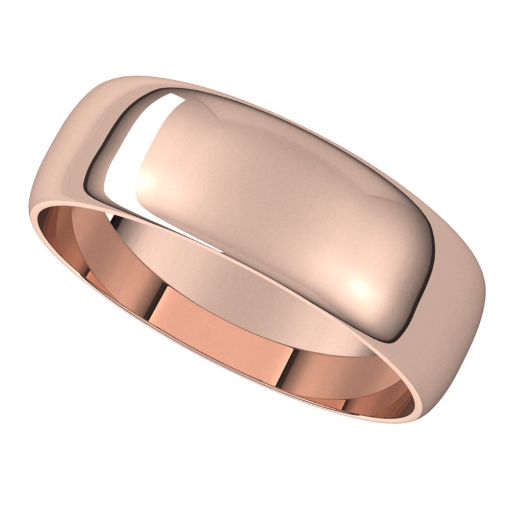 14K Rose 6 mm Half Round Ultra-Light Band Size 8