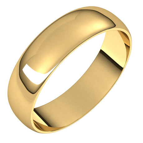 14K Yellow 5 mm Half Round Ultra-Light Band Size 7