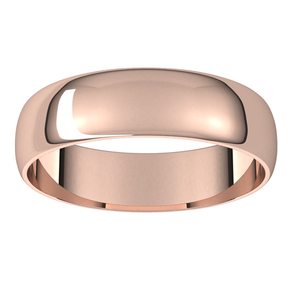 14K Rose 5 mm Half Round Ultra-Light Band Size 5.5