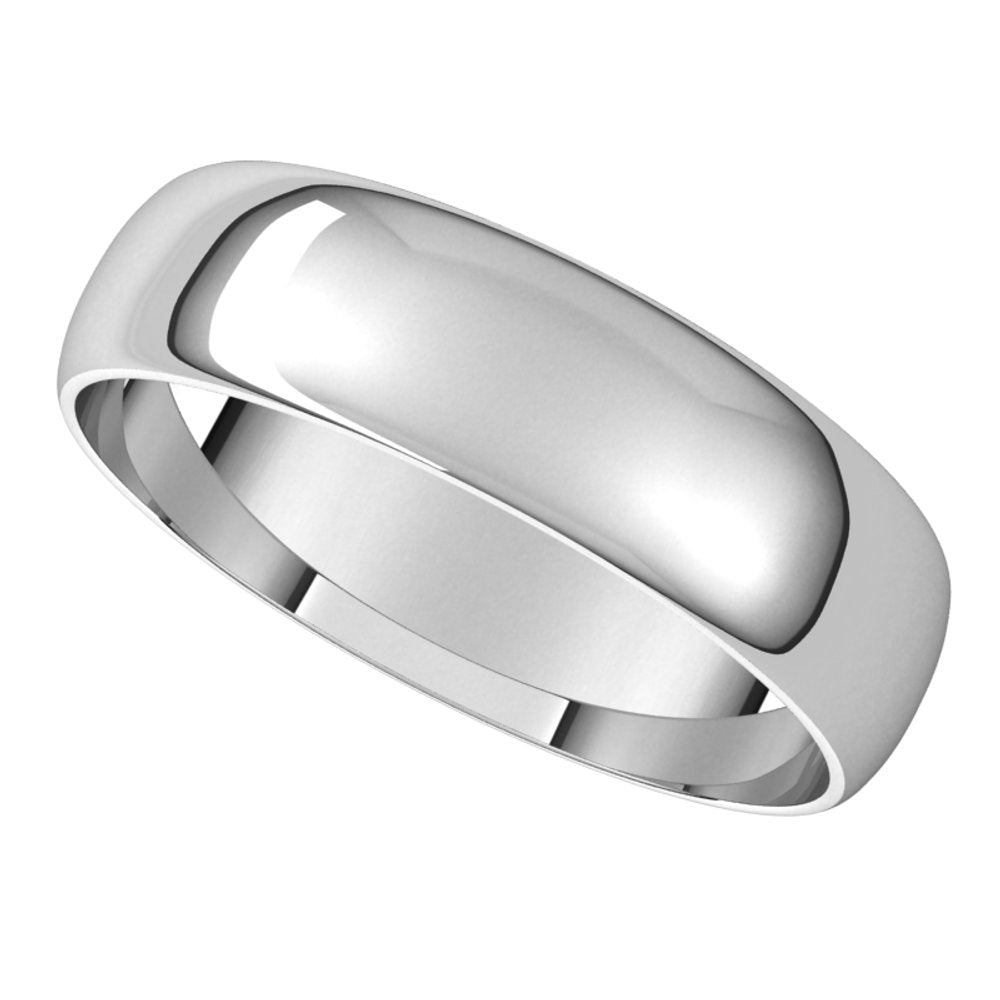 18K White 5 mm Half Round Ultra-Light Band