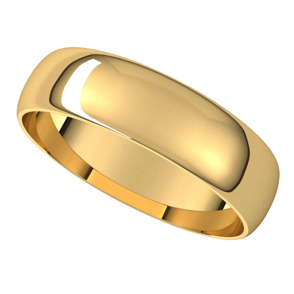 14K Yellow 5 mm Half Round Ultra-Light Band