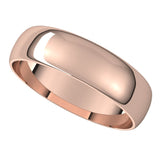 14K Rose 5 mm Half Round Ultra-Light Band Size 5.5