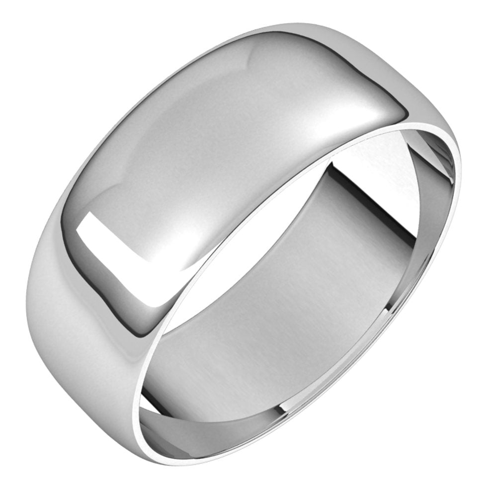 14K White 7 mm Half Round Ultra-Light Band Size 8