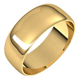 14K Yellow 7 mm Half Round Ultra-Light Band Size 4