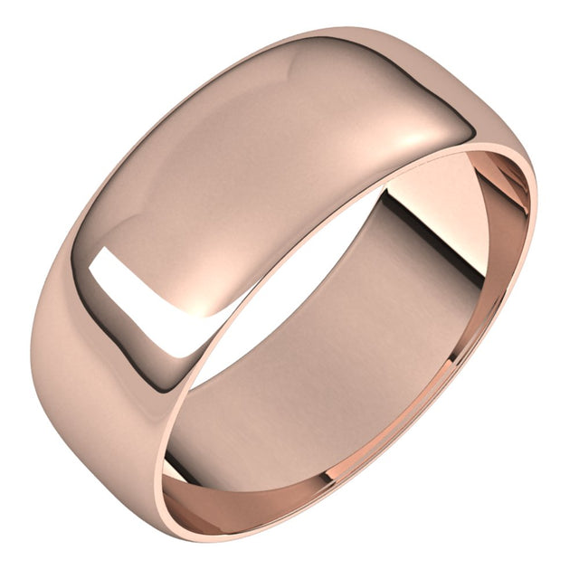 18K Rose 7 mm Half Round Ultra-Light Band Size 6.5