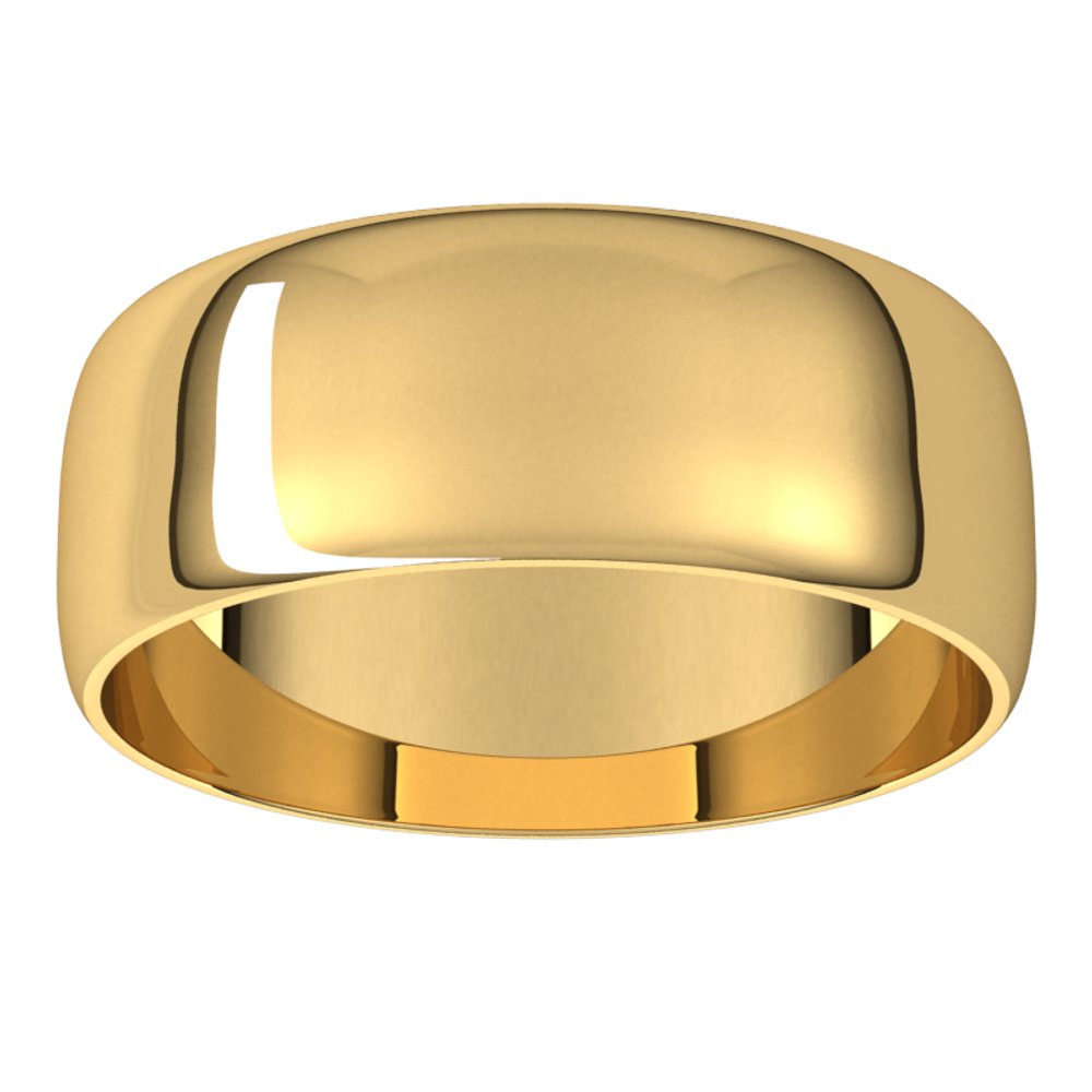 14K Yellow 7 mm Half Round Ultra-Light Band