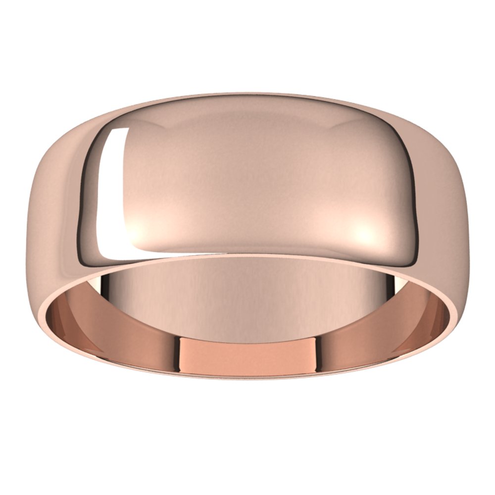 18K Rose 7 mm Half Round Ultra-Light Band Size 6.5