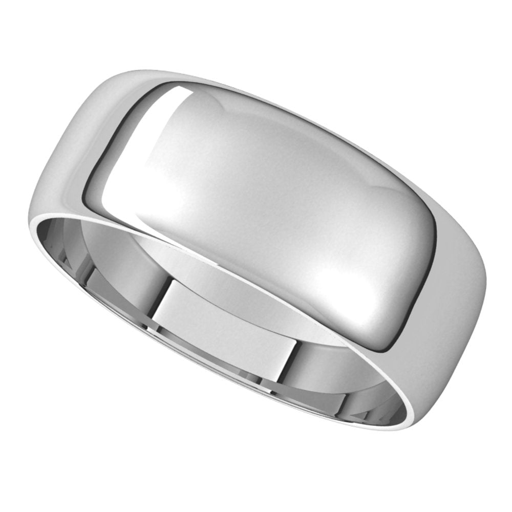 14K White 7 mm Half Round Ultra-Light Band