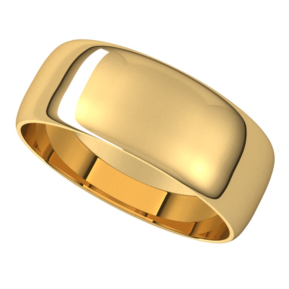 14K Yellow 7 mm Half Round Ultra-Light Band