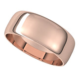 18K Rose 7 mm Half Round Ultra-Light Band Size 6.5