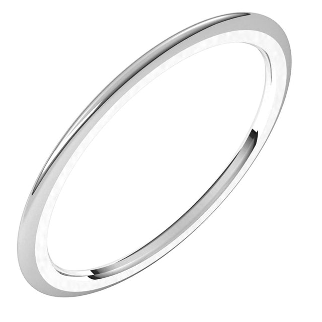 10K White 1 mm Half Round Comfort Fit Band Size 7