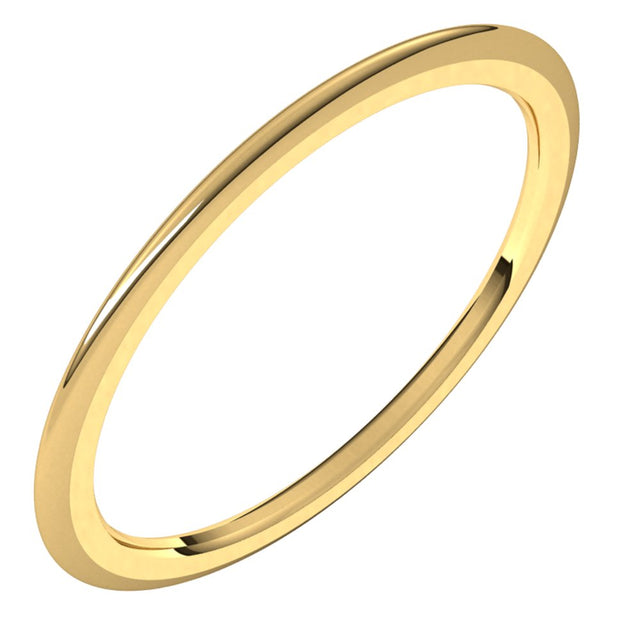 18K Yellow 1 mm Half Round Comfort Fit Band Size 5.5