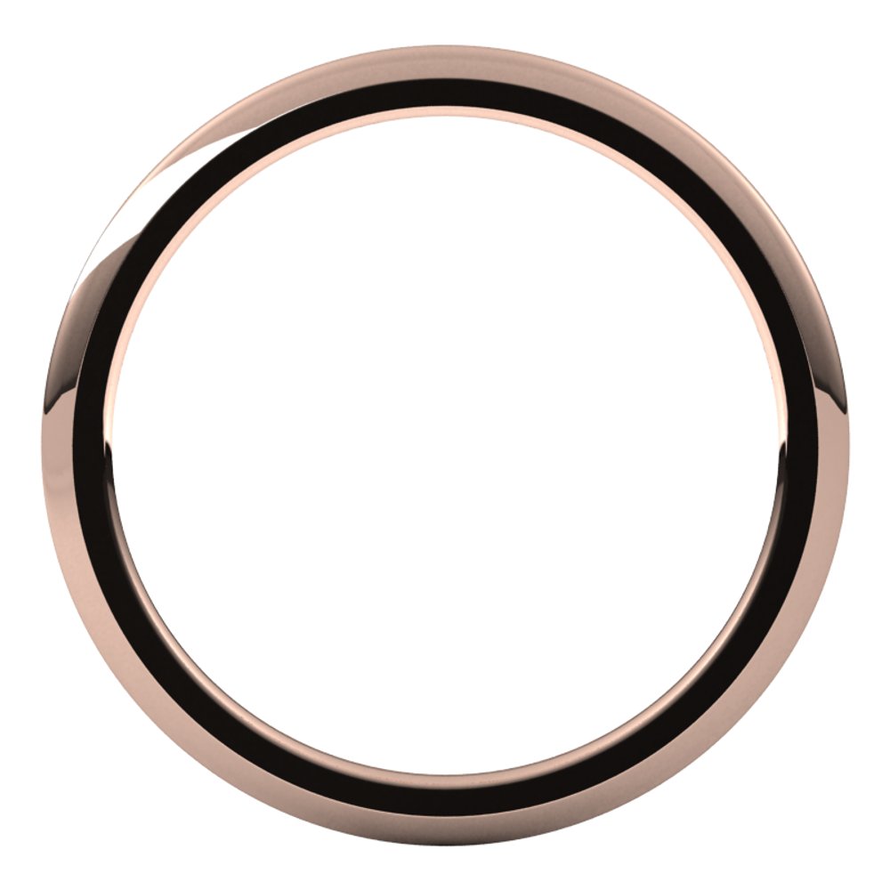 14K Rose 1 mm Half Round Comfort Fit Band