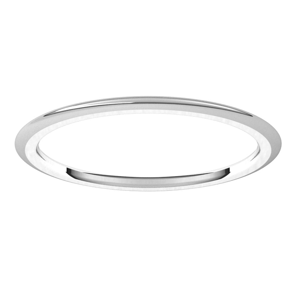 10K White 1 mm Half Round Comfort Fit Band