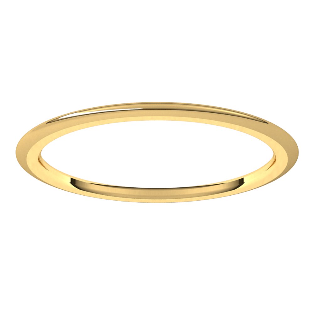 18K Yellow 1 mm Half Round Comfort Fit Band