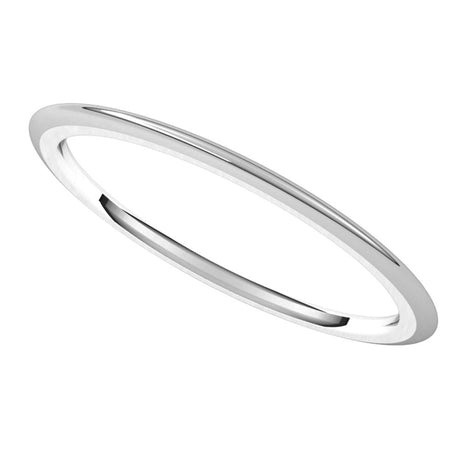 10K White 1 mm Half Round Comfort Fit Band