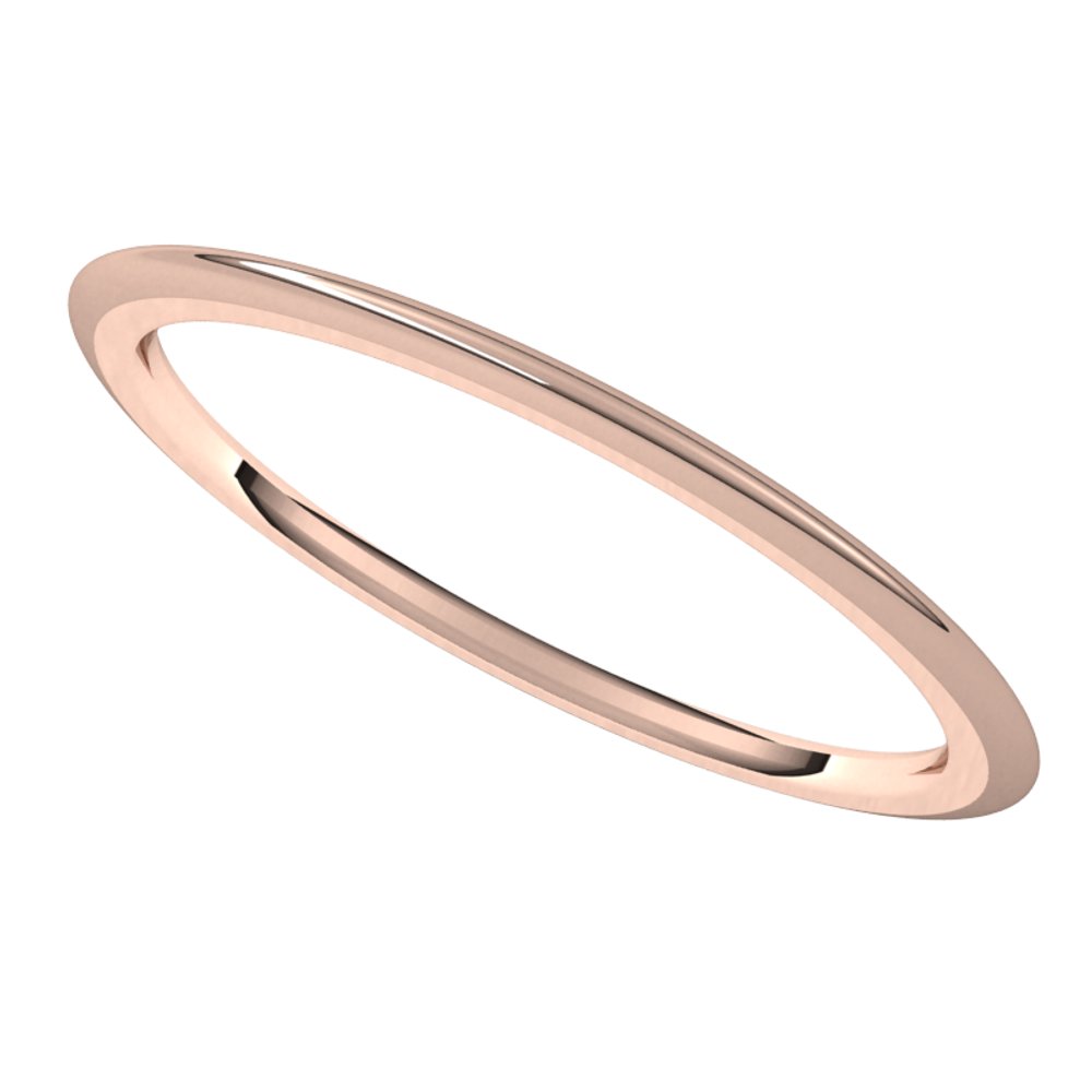 14K Rose 1 mm Half Round Comfort Fit Band