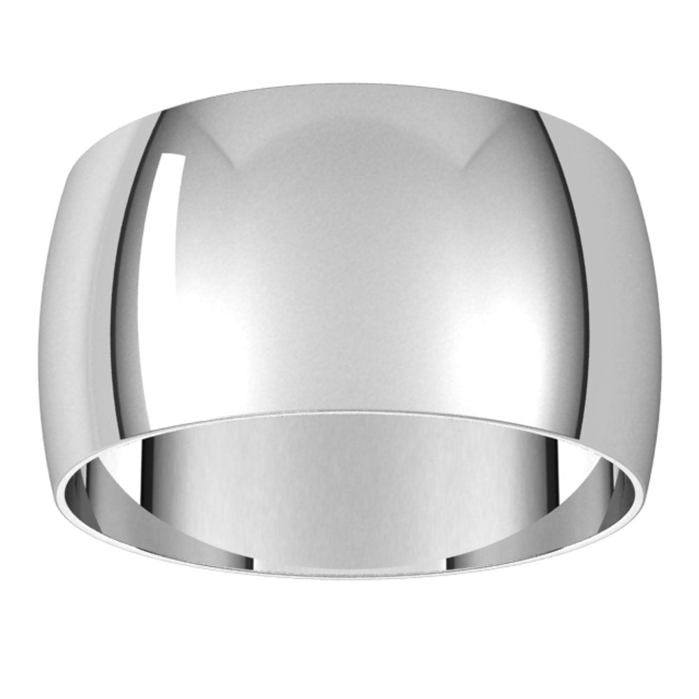 14K White Gold 10 mm Ultra-Lightweight Half Round Band Size 8.5