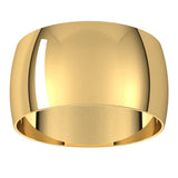 10K Yellow Gold 10 mm Ultra-Lightweight Half Round Band Size 10