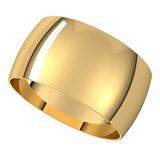 10K Yellow Gold 10 mm Ultra-Lightweight Half Round Band Size 10
