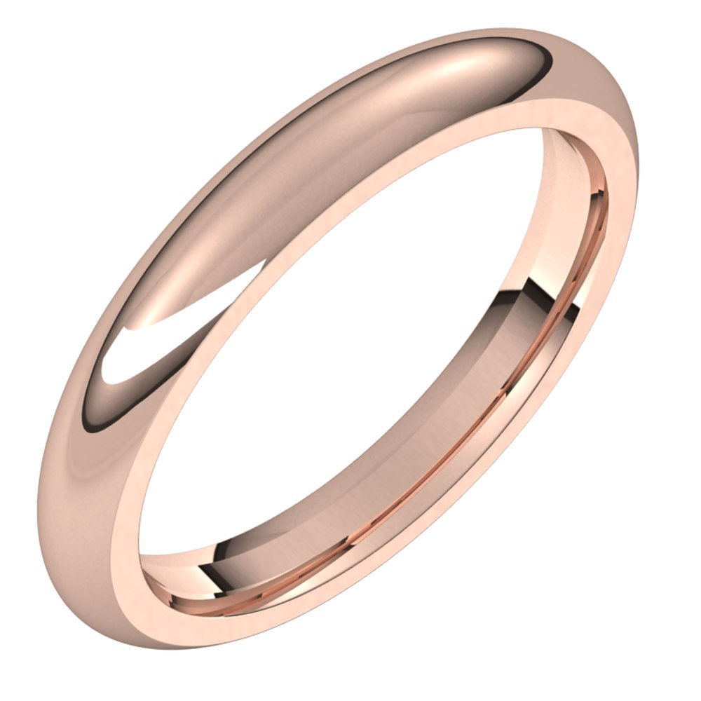 14K Rose 3 mm Half Round Comfort Fit Band Size 4.5