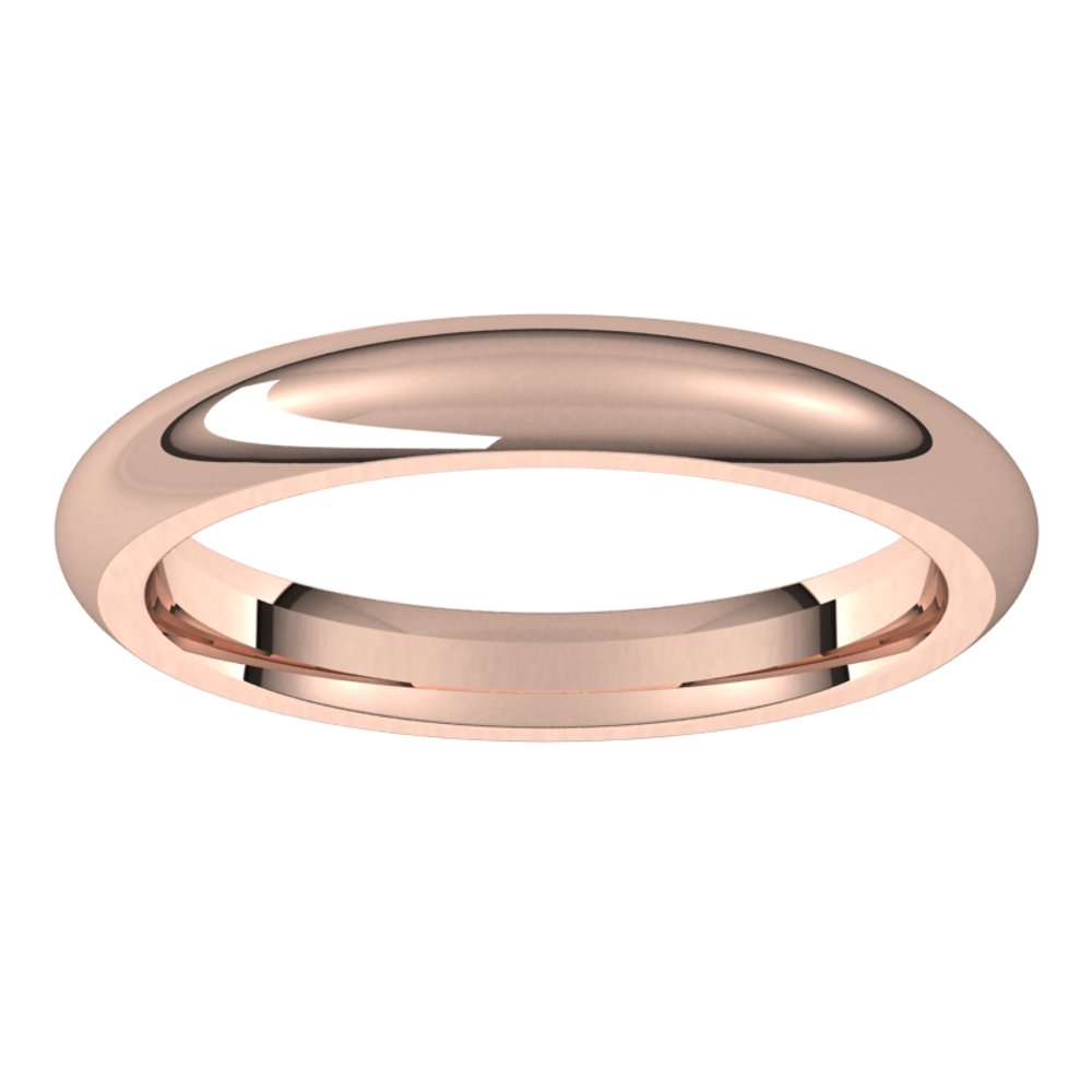 14K Rose 3 mm Half Round Comfort Fit Band