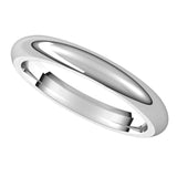 18K White 3 mm Half Round Comfort Fit Band Size 10