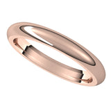 14K Rose 3 mm Half Round Comfort Fit Band