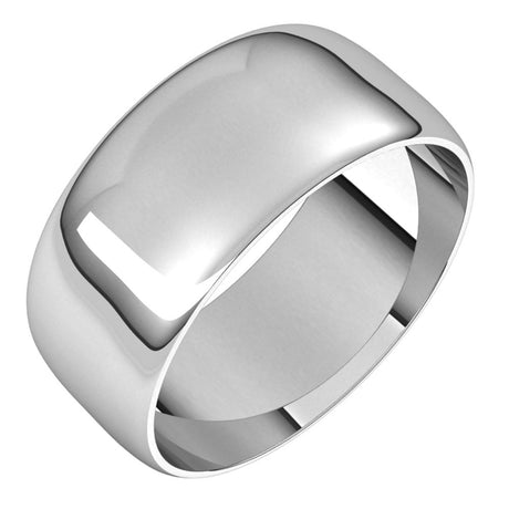 Sterling Silver 8 mm Half Round Ultra-Light Band Size 10