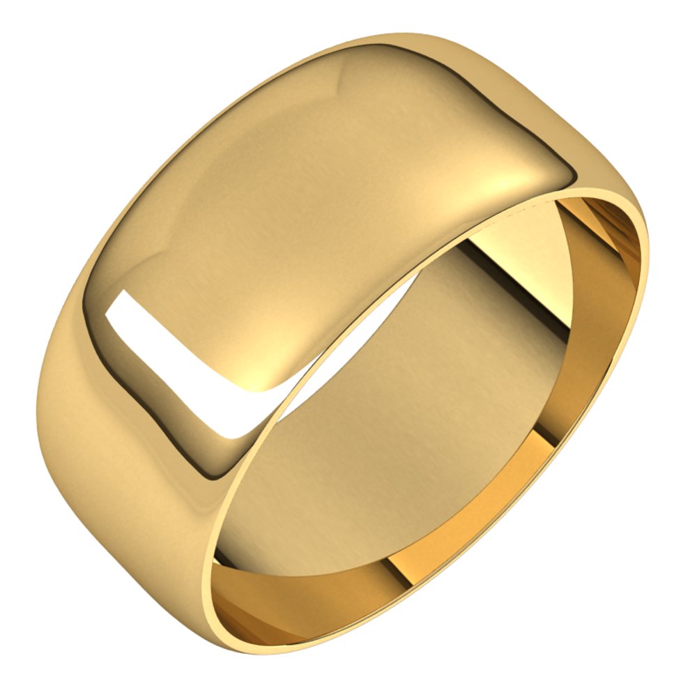 18K Yellow Gold 8 mm Ultra-Lightweight Half Round Band Size 10