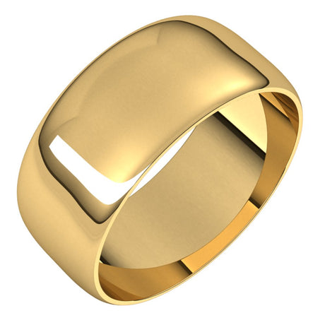 18K Yellow Gold 8 mm Ultra-Lightweight Half Round Band Size 10