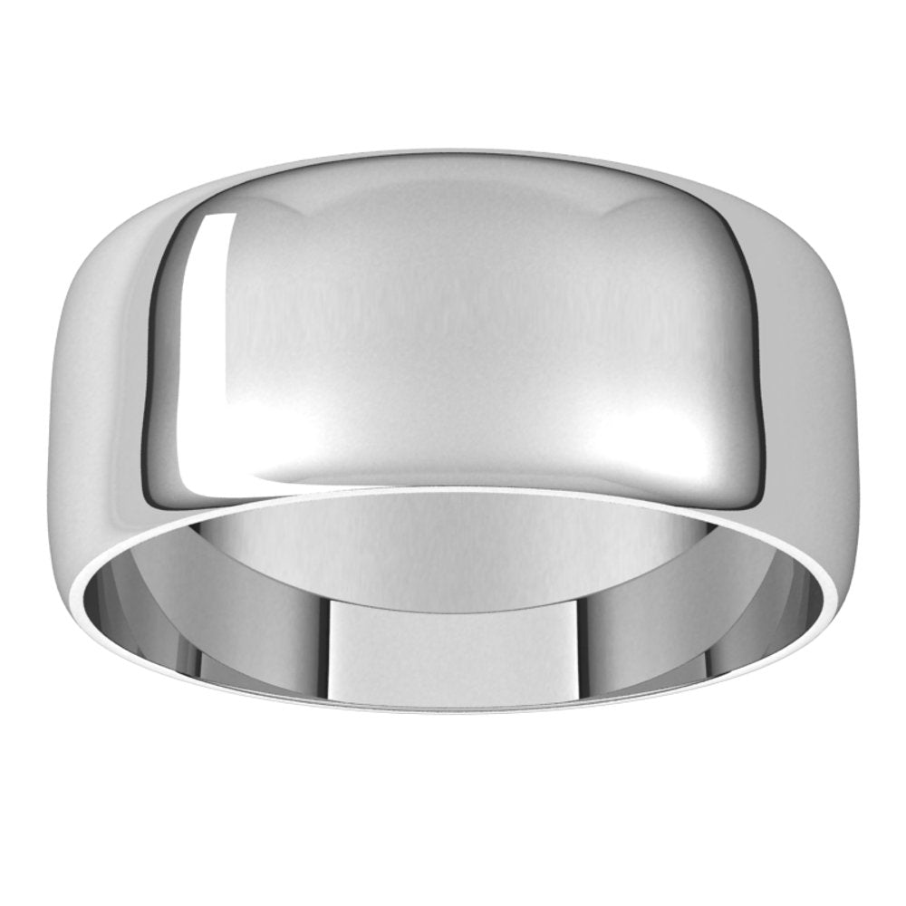 14K White 8 mm Ultra-Lightweight Half Round Band Size 9.5