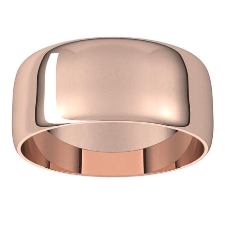 18K Rose Gold 8 mm Ultra-Lightweight Half Round Band Size 8.5