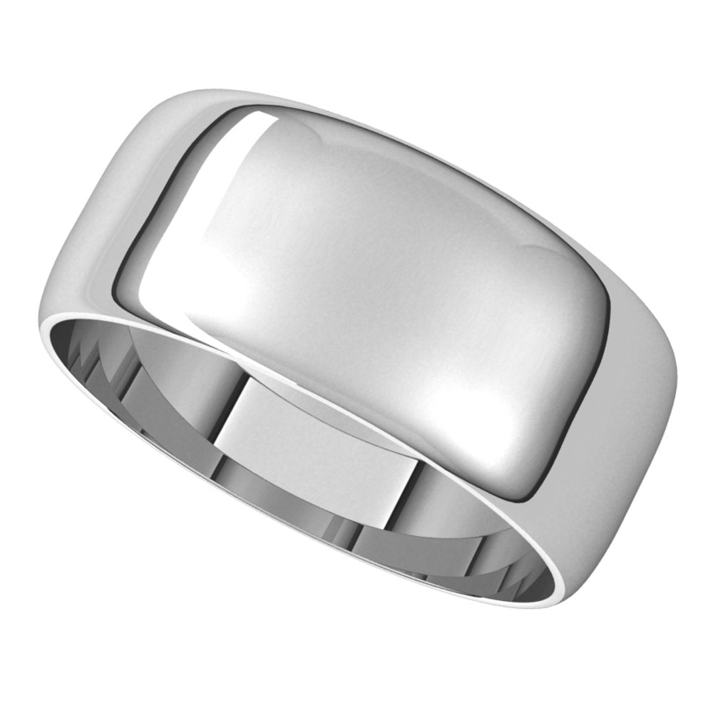 14K White Gold 8 mm Ultra-Lightweight Half Round Band Size 8