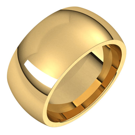 18K Yellow Gold 10 mm Comfort-Fit Half Round Band Size 12.5 