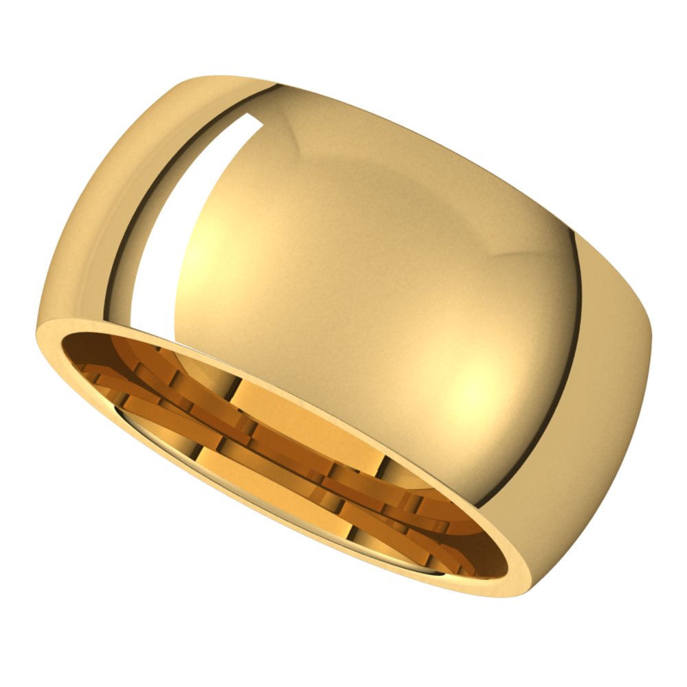 14K Yellow Gold 10 mm Comfort-Fit Half Round Band Size 9 