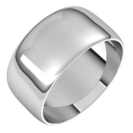 14K White 9 mm Ultra-Lightweight Half Round Band Size 9