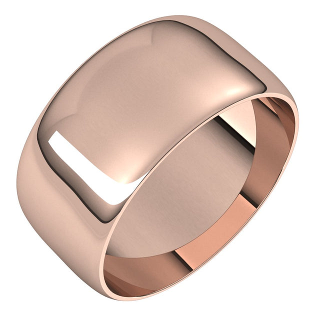 18K Rose 9 mm Half Round Ultra-Light Band Size 7.5