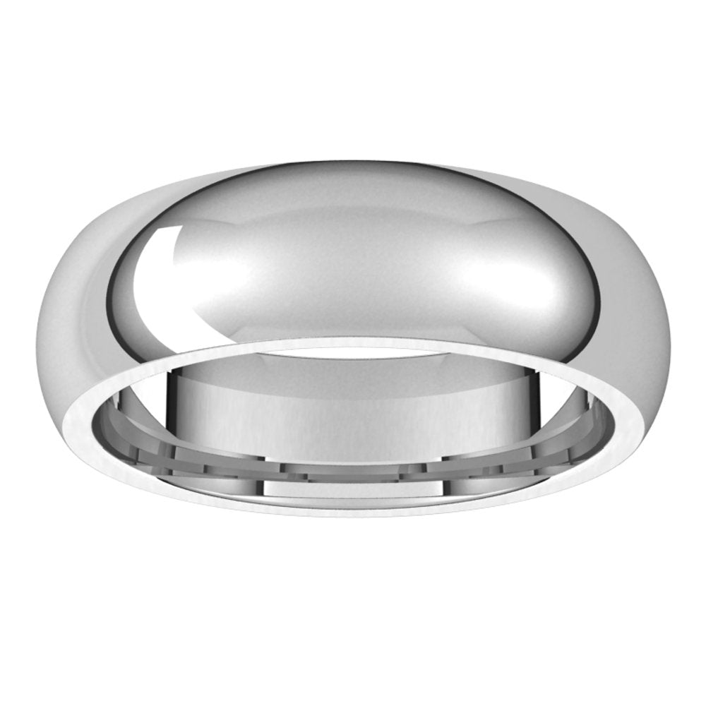 14K White 6 mm Half Round Comfort Fit Band