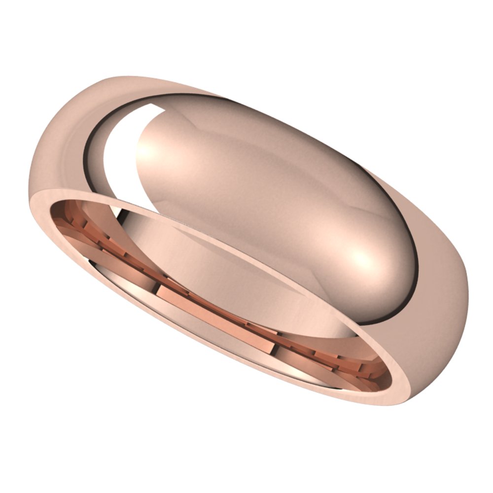 18K Rose 6 mm Half Round Comfort Fit Band Size 10