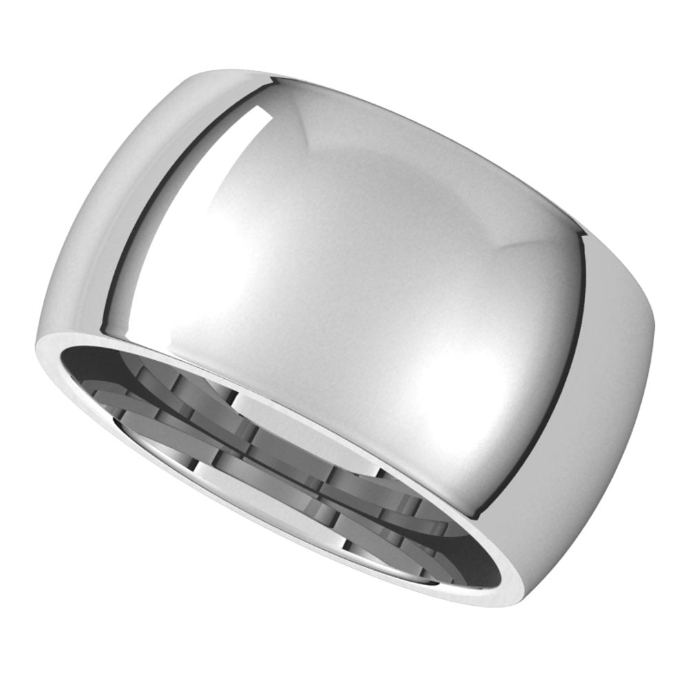 14K White Gold 11 mm Comfort-Fit Half Round Band Size 10.5 
