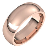 14K Rose 7 mm Half Round Comfort Fit Band Size 6.5