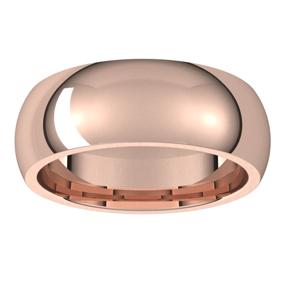 14K Rose 7 mm Half Round Comfort Fit Band